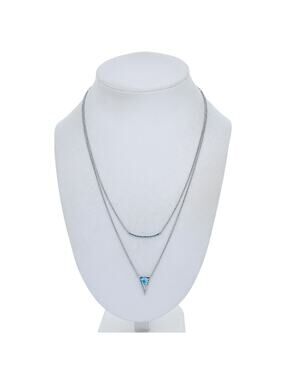 Vintage India JWBR Sterling Silver Topaz Spinel Cubic Zirconia Necklace 17.5"